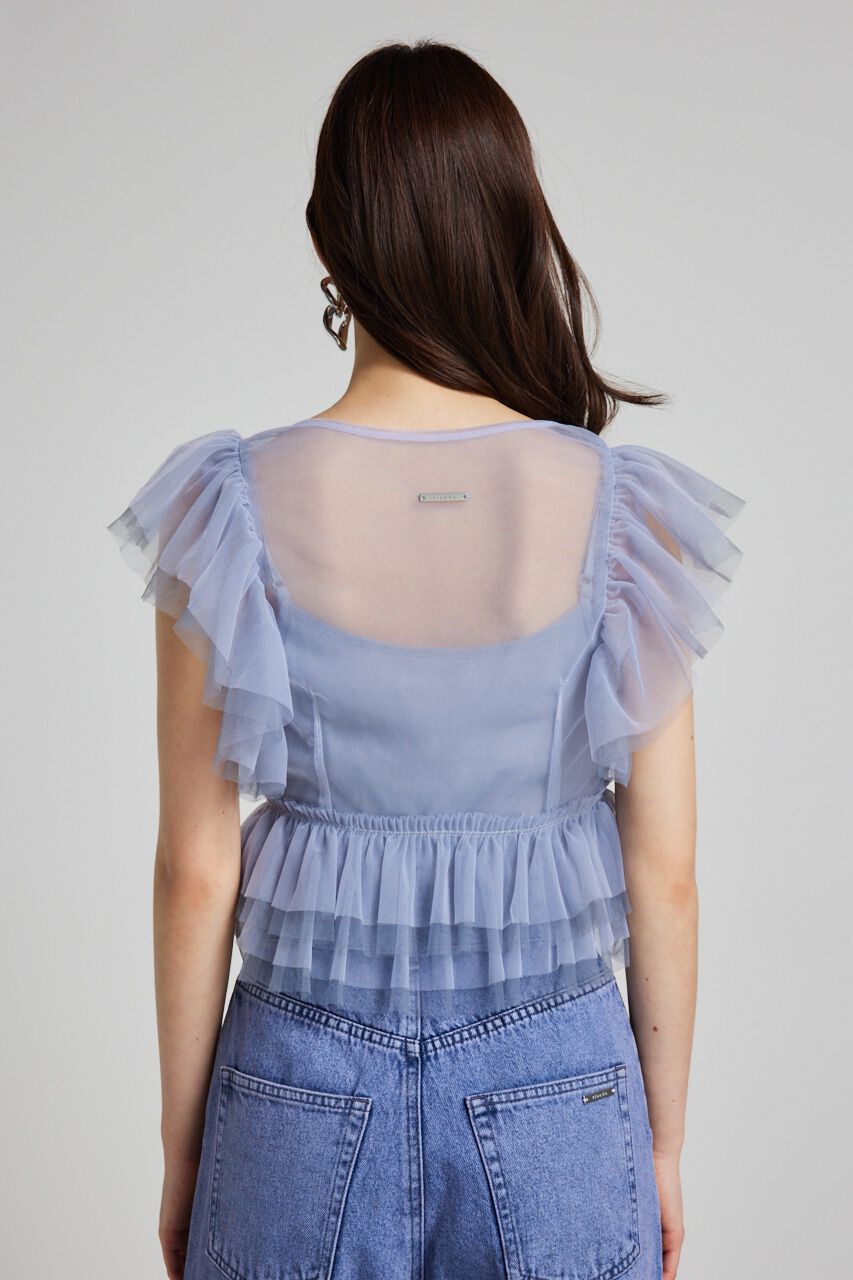 rienda「バイカラーフリルチュールBLS」|シャツ・ブラウス|