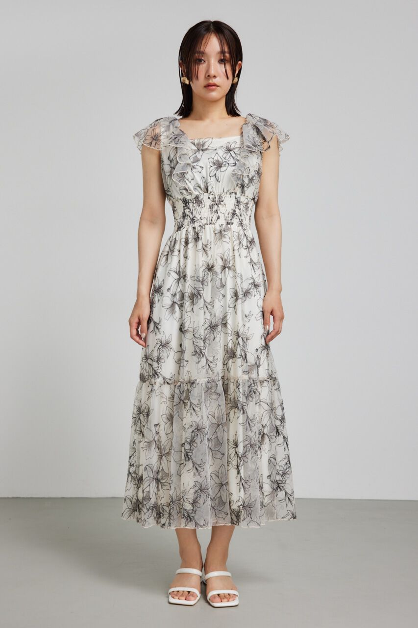 rienda「エンブロイダリーチュールフレアスリーヴワンピース」|ワンピース|