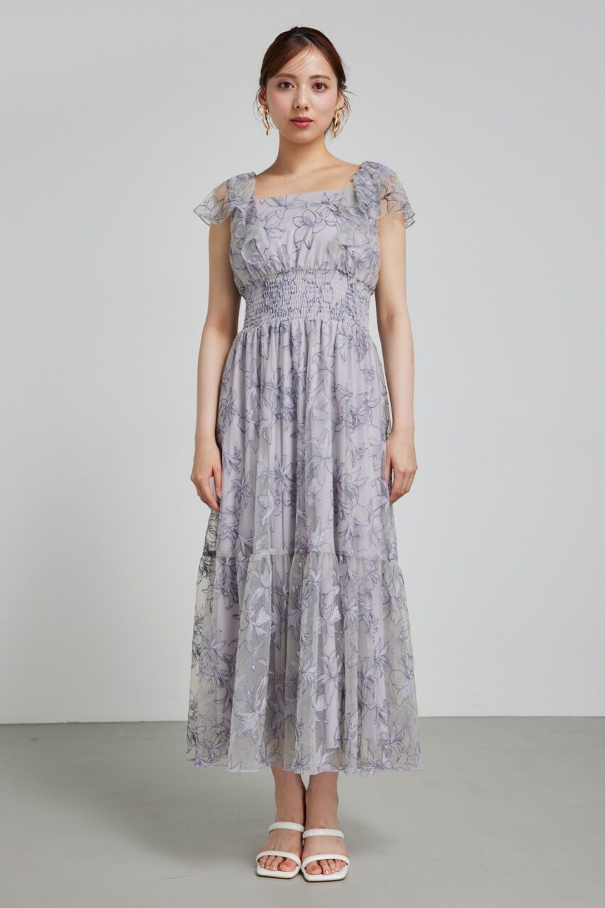 rienda「エンブロイダリーチュールフレアスリーヴワンピース」|ワンピース|