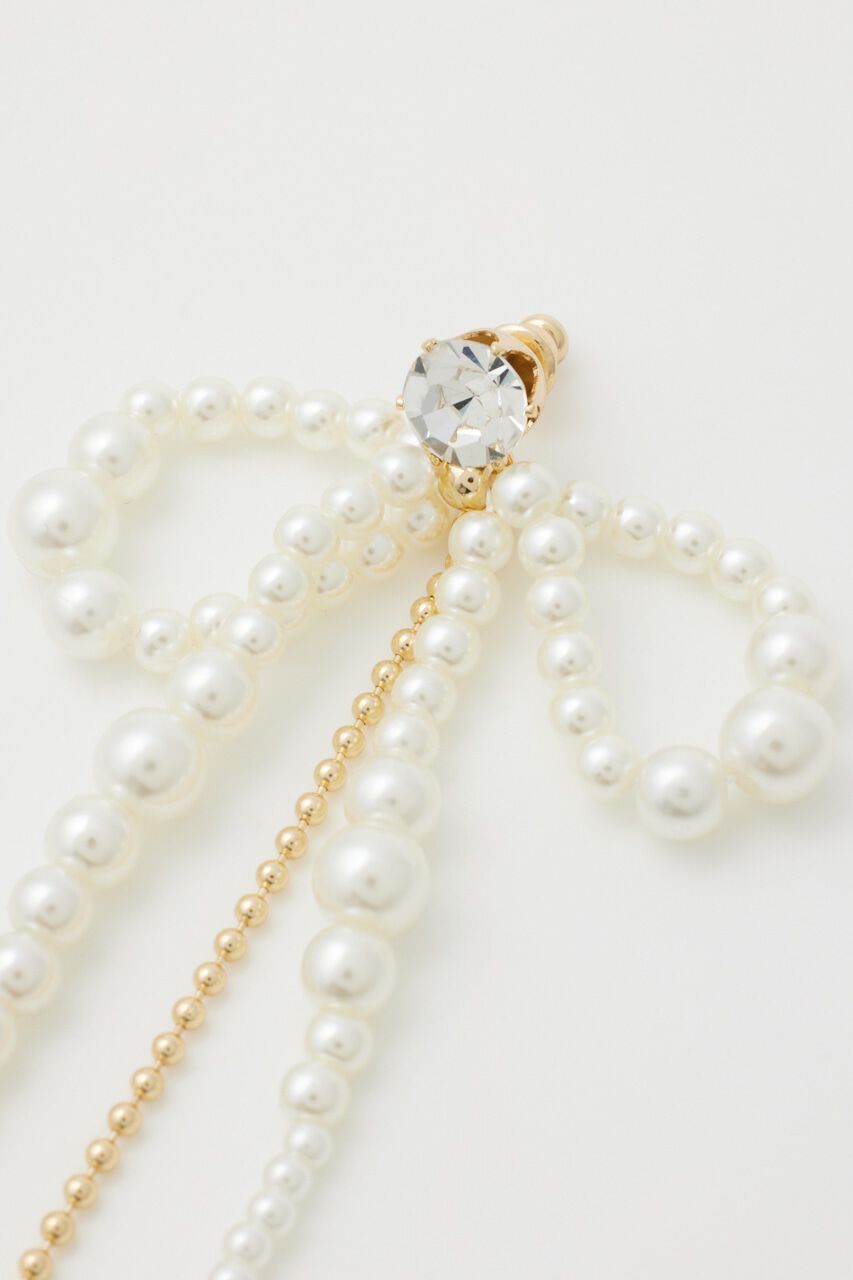 rienda「フェイクパールリボンピアス」|ピアス|