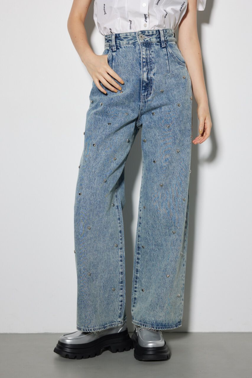 rienda「スタッズデザインワイドデニムパンツ」|その他|