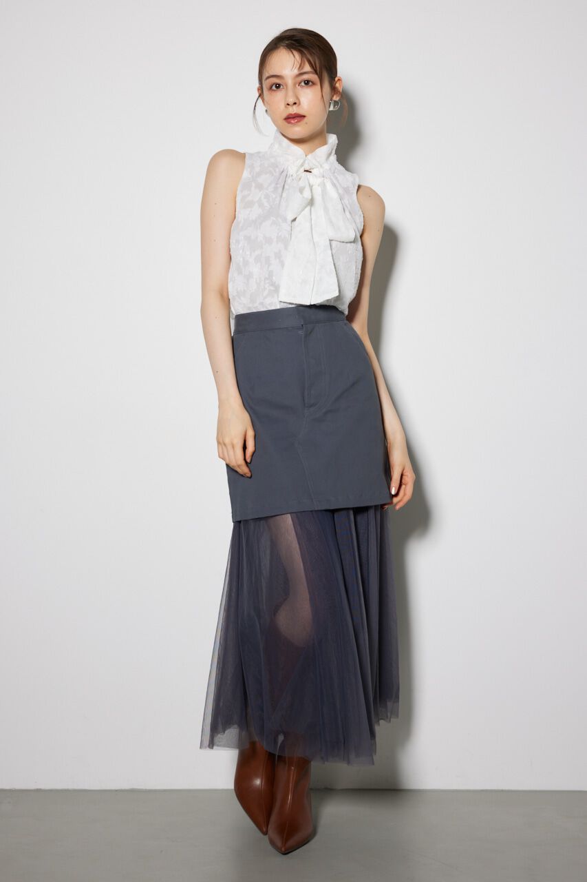 rienda「ギャザーフリルネックボウタイブラウス」|シャツ・ブラウス|