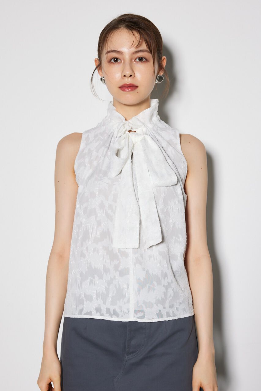 rienda「ギャザーフリルネックボウタイブラウス」|シャツ・ブラウス|