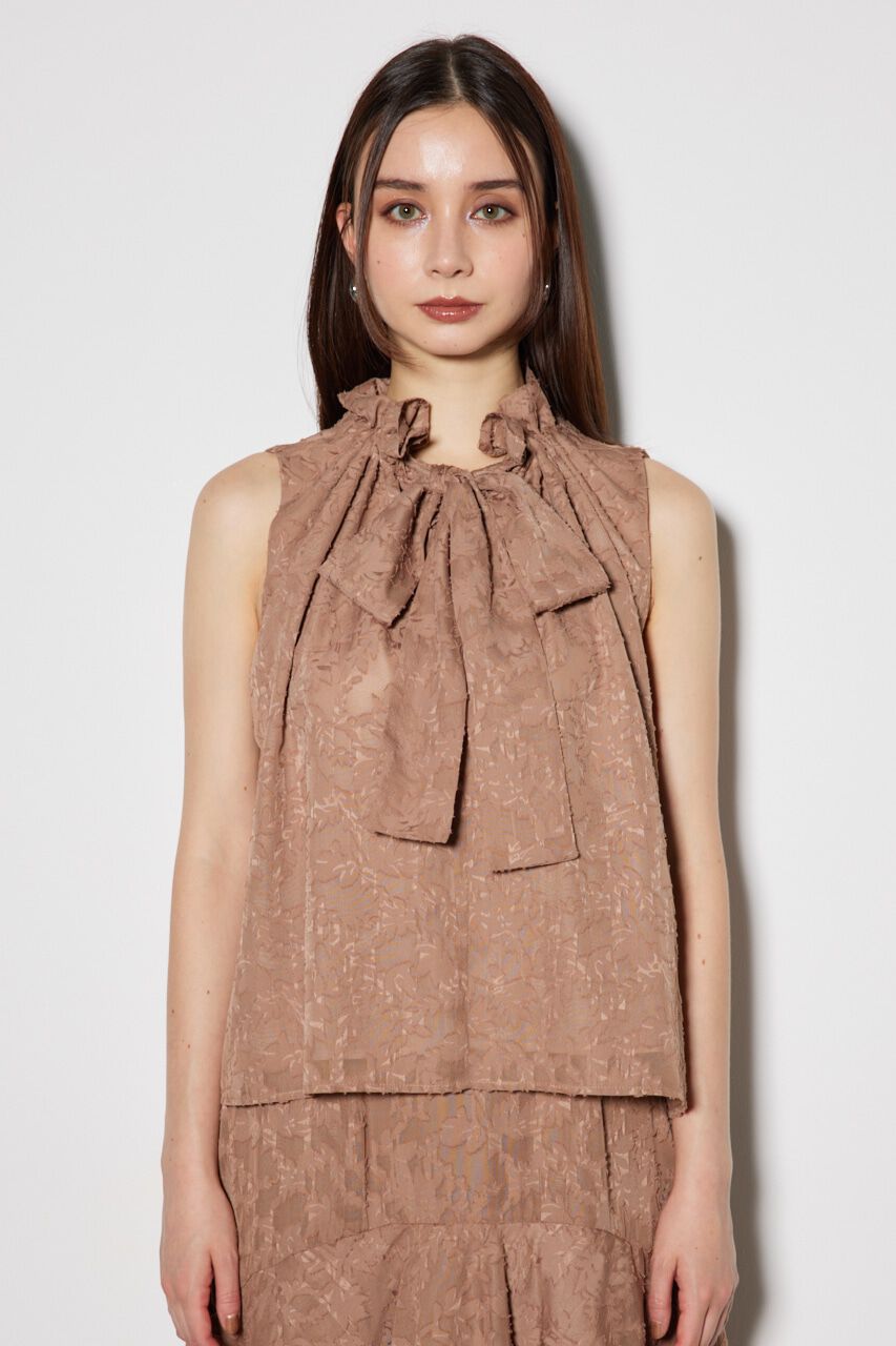 rienda「ギャザーフリルネックボウタイブラウス」|シャツ・ブラウス|