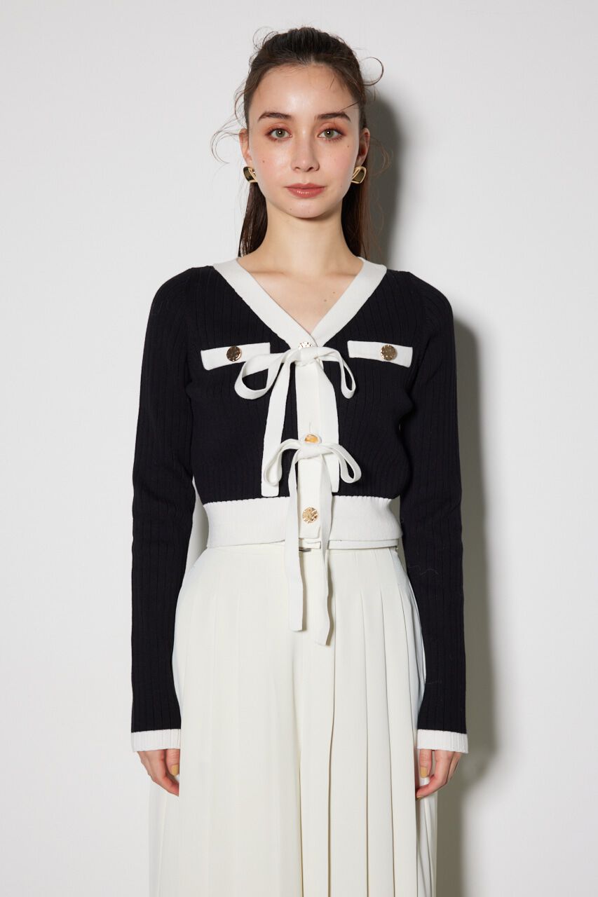 rienda「配色リボンニットカーデ」|ニット・セーター|