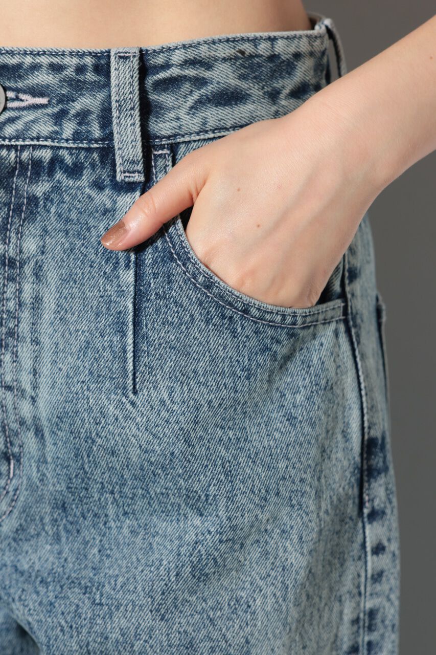 rienda「スリムタックワイドデニムパンツ」|デニム|