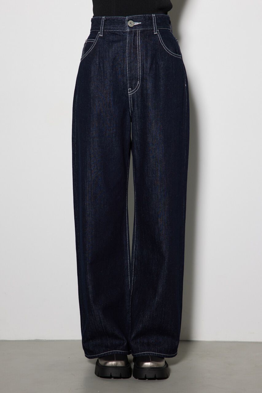 rienda「スリムタックワイドデニムパンツ」|デニム|