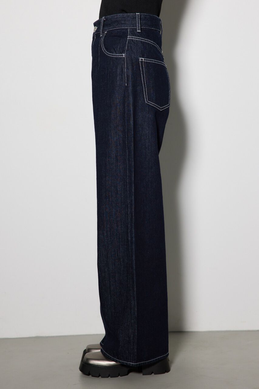 rienda「スリムタックワイドデニムパンツ」|デニム|