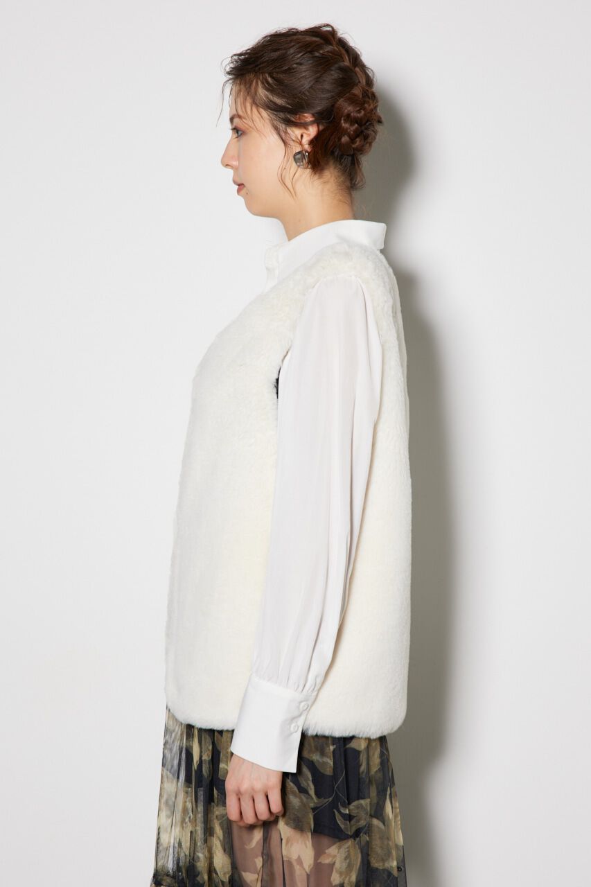 rienda「リュクシーフェイクファージレ」|ダウンベスト・ベスト|