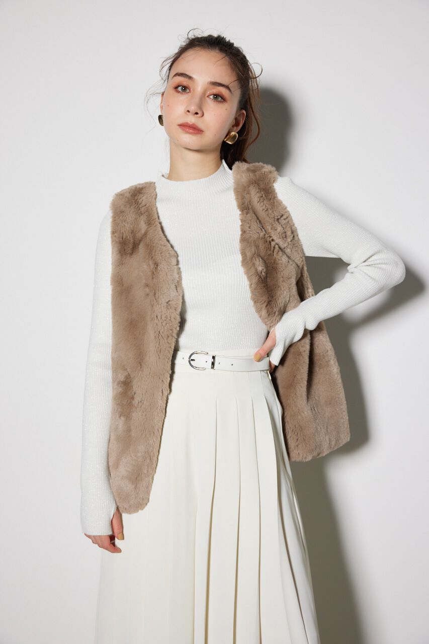 rienda「リュクシーフェイクファージレ」|ダウンベスト・ベスト|BEG