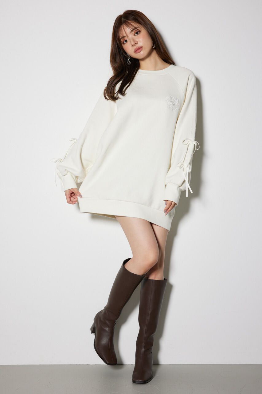 rienda「リボンスリーブ裏起毛ミニワンピース」|ワンピース|