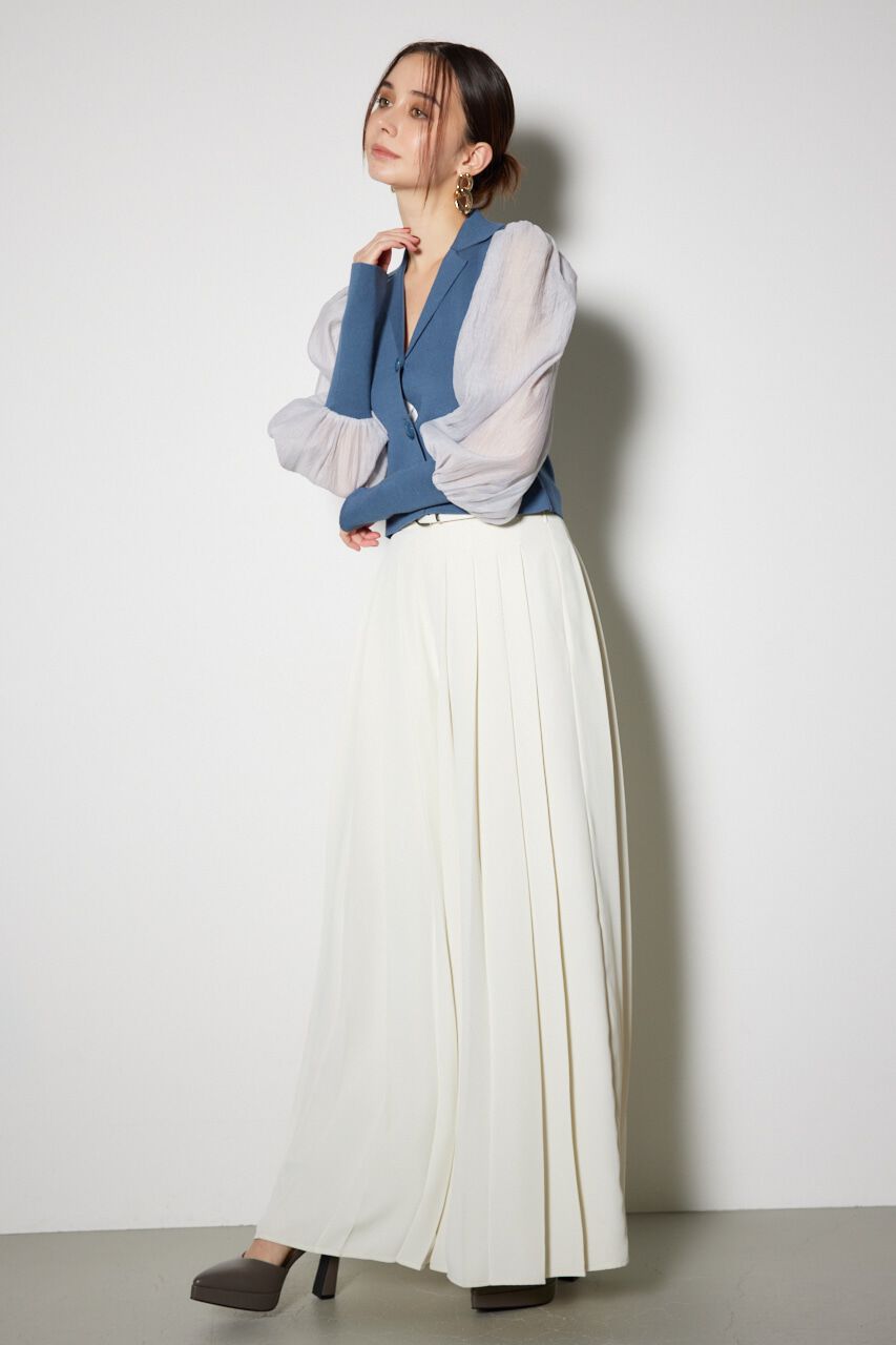 rienda「シアースリーブテーラーカラーニットトップス」|ニット・セーター|