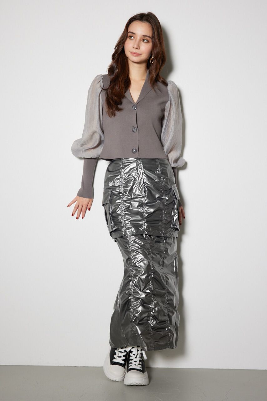 rienda「シアースリーブテーラーカラーニットトップス」|ニット・セーター|