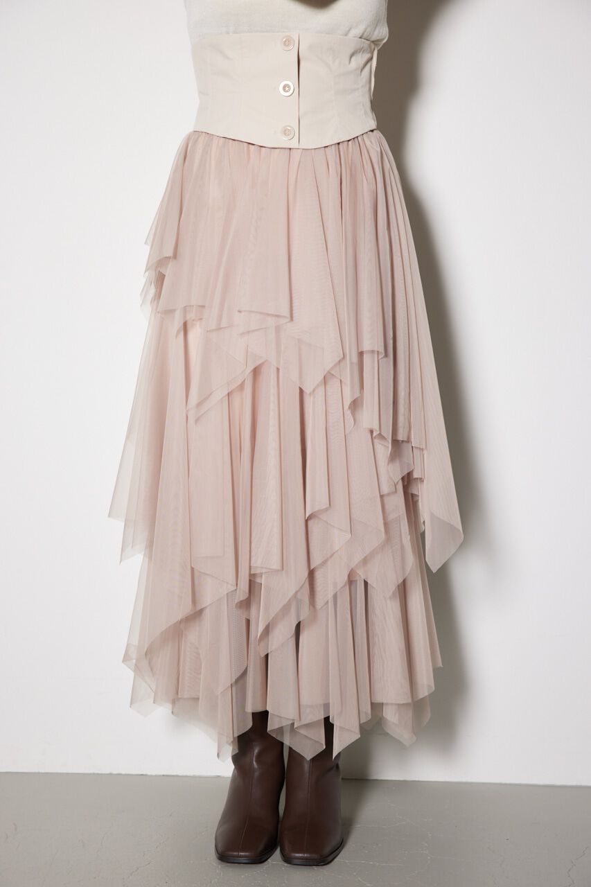 rienda「2WAYコルセットランダムチュールハイウエスト スカート」|スカート|