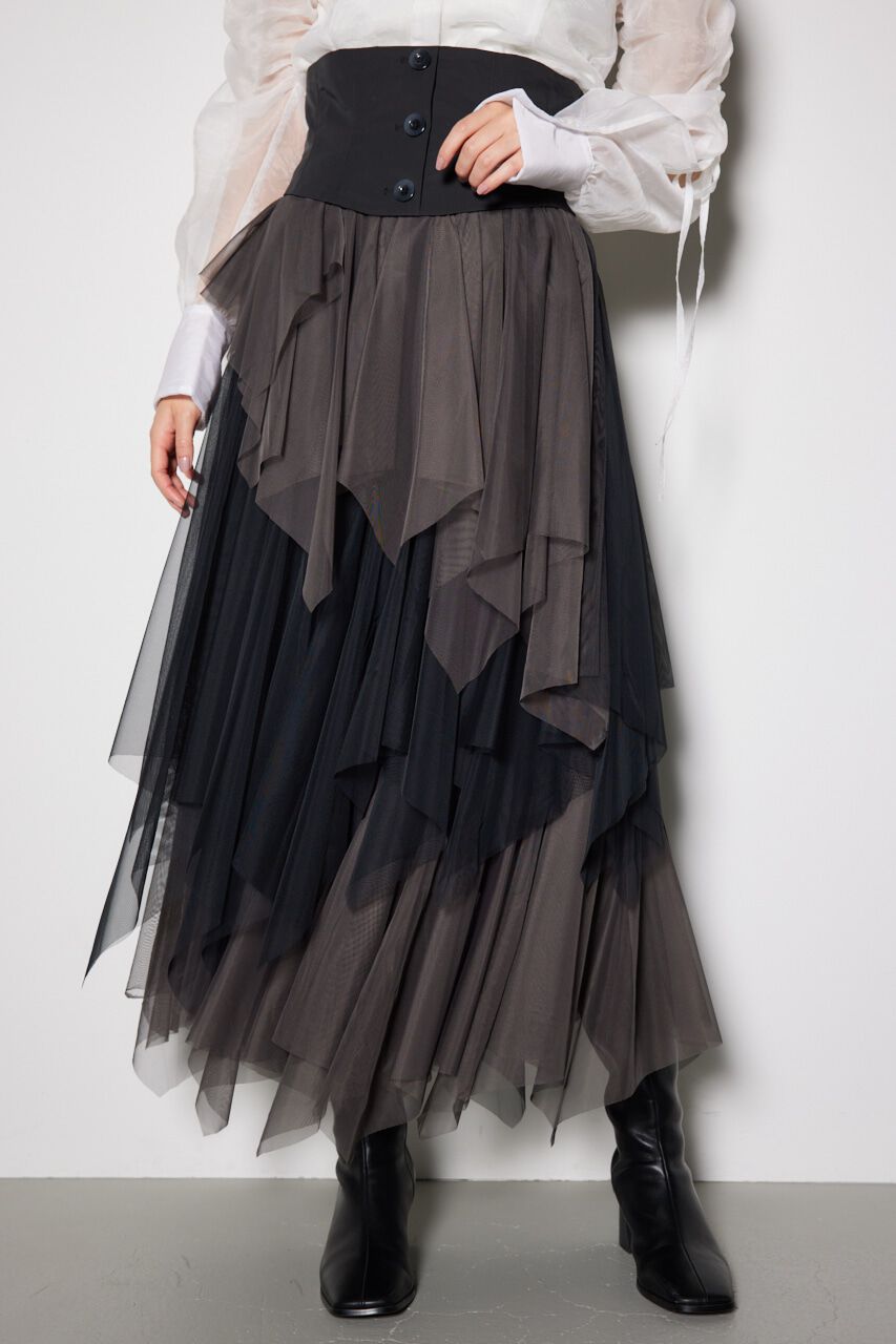 rienda「2WAYコルセットランダムチュールハイウエスト スカート」|スカート|