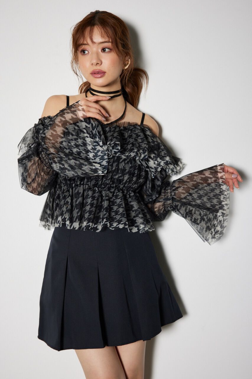 rienda「2WAYギャザーオフショルチュールブラウス」|シャツ・ブラウス|