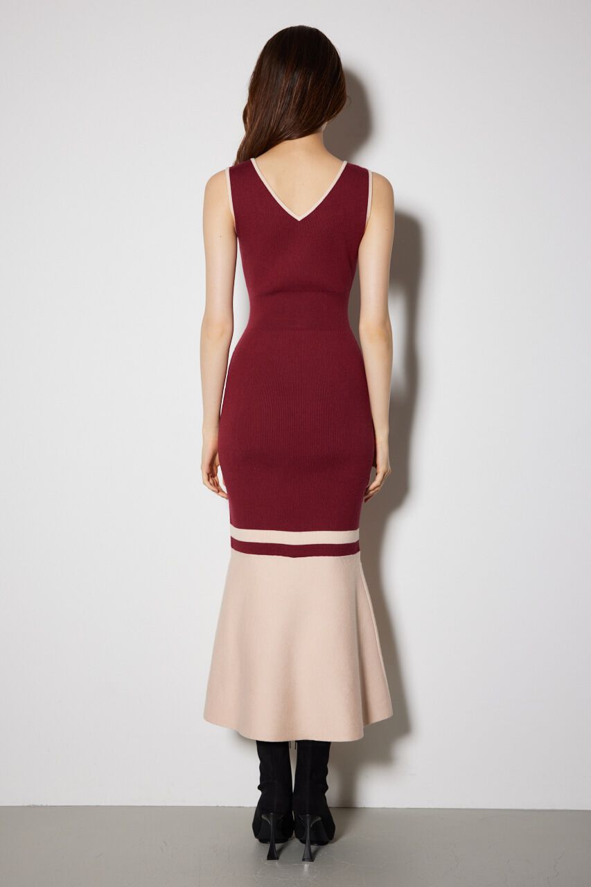rienda「バイカラーカーデセットニットワンピース」|ワンピース|