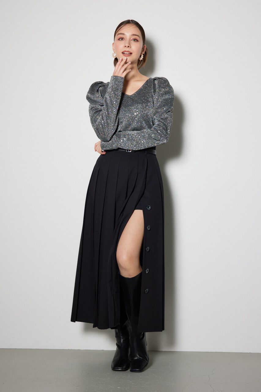 rienda「スパークリングギャザースリーブカットトップス」|Tシャツ・カットソー|