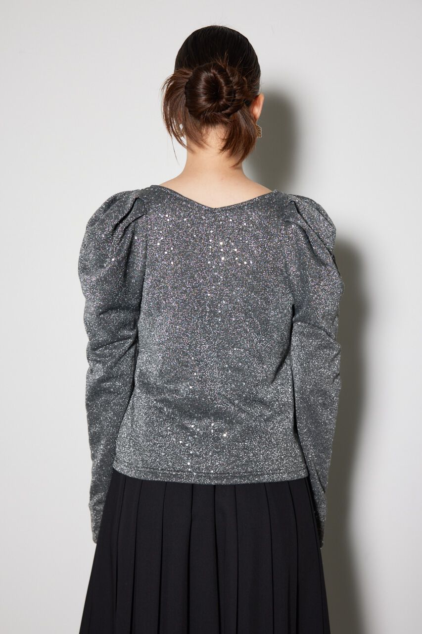 rienda「スパークリングギャザースリーブカットトップス」|Tシャツ・カットソー|