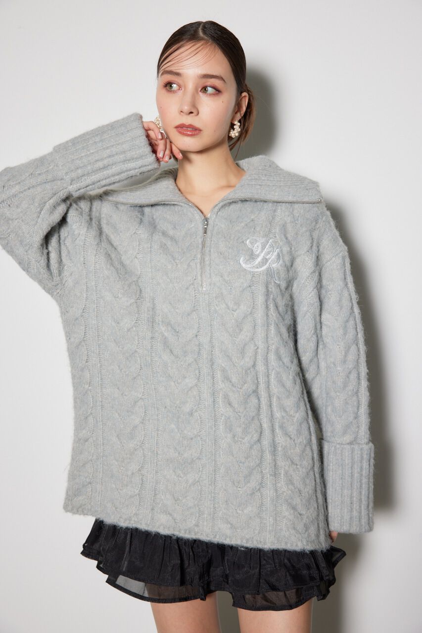 rienda「ケーブルルーズニット ワンピース」|ワンピース|L/GRY1