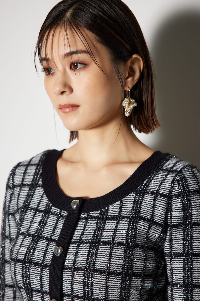 rienda「2WAYチェックニットカーディガン」|ニット・セーター|