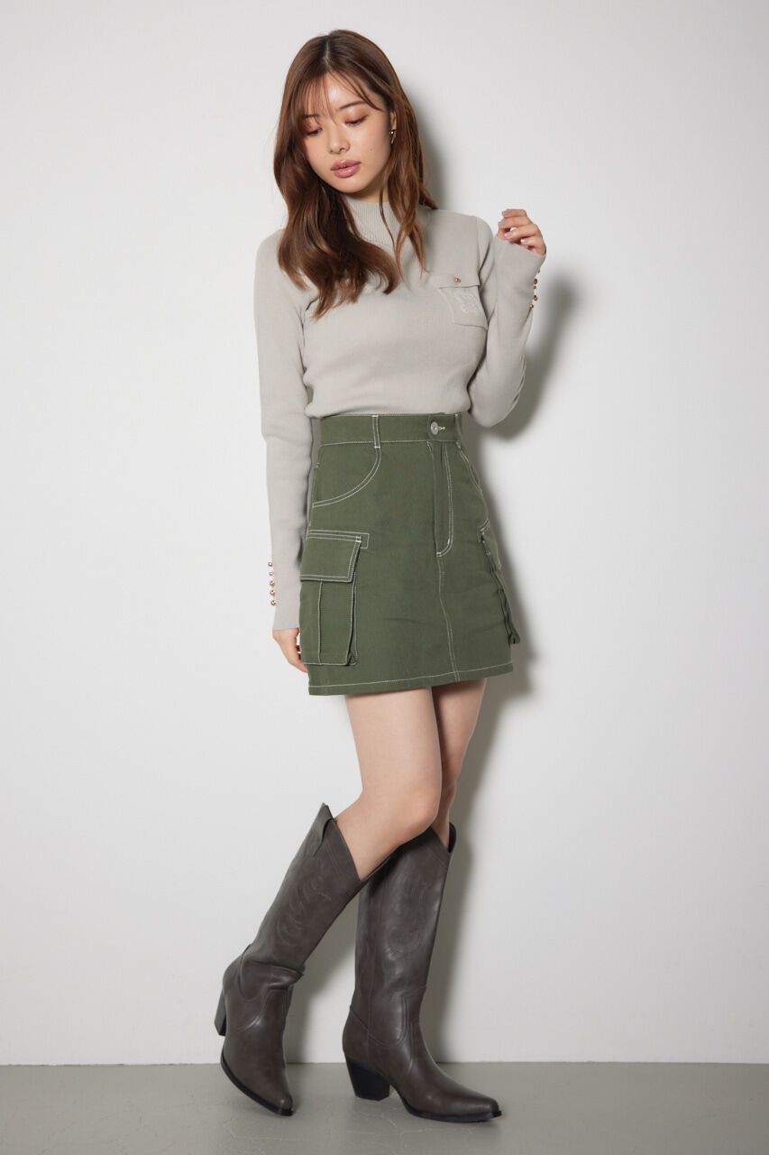 rienda「ポケット刺繍ニットトップス」|ニット・セーター|