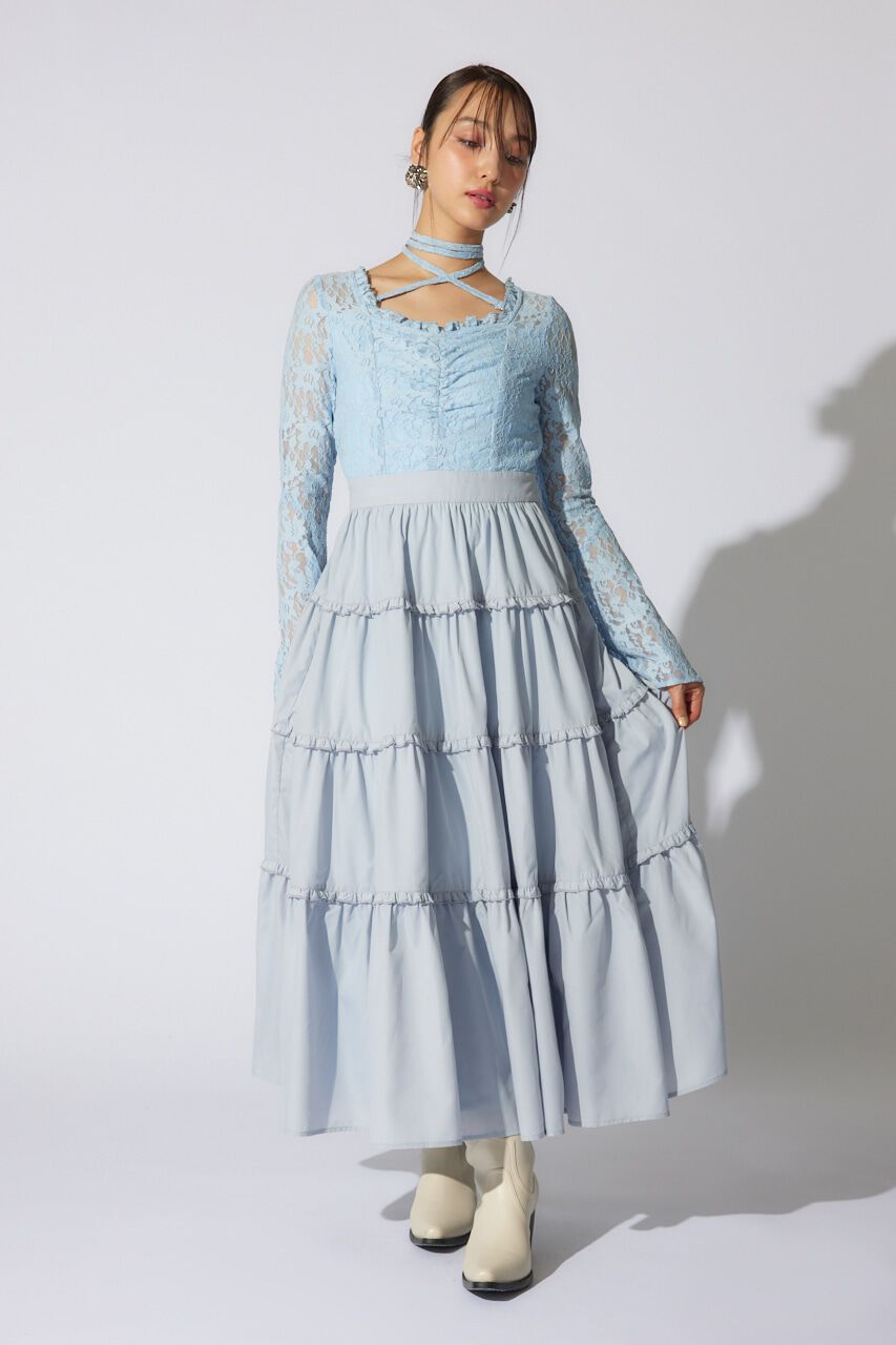 rienda「レーストップコンビフレアワンピース」|ワンピース|