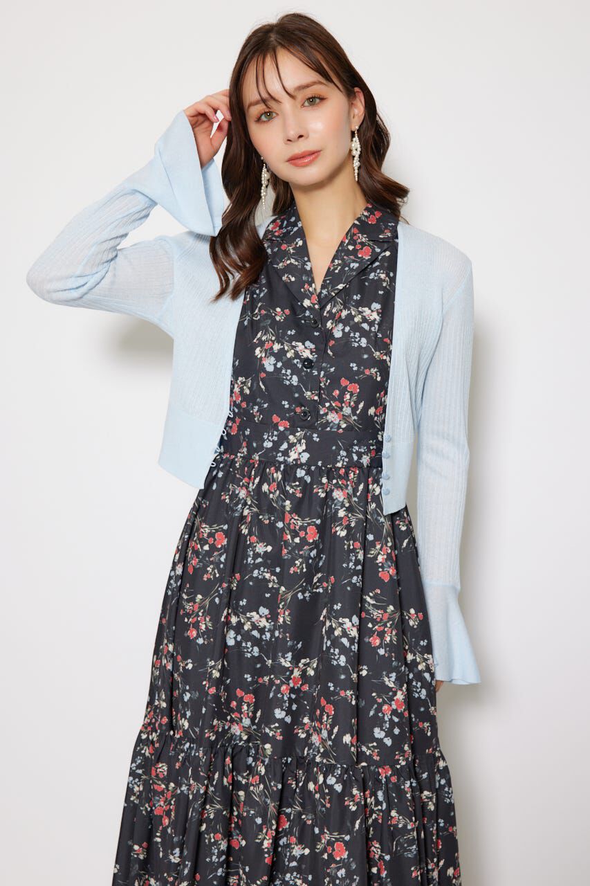 rienda「クロップドフレアスリーブシアーニットカーディガン」|カーディガン|