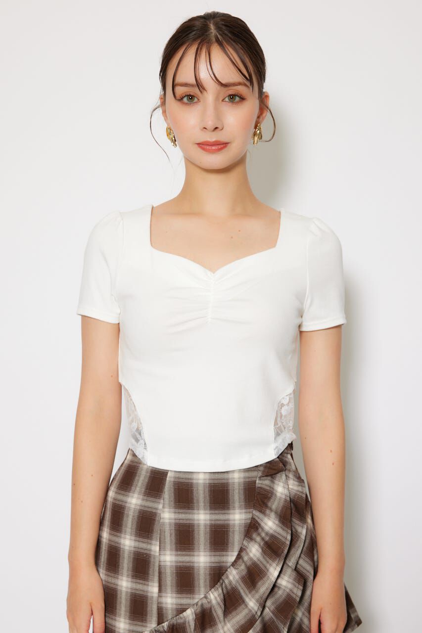 rienda「レースカッティングタイトトップス」|Tシャツ・カットソー|