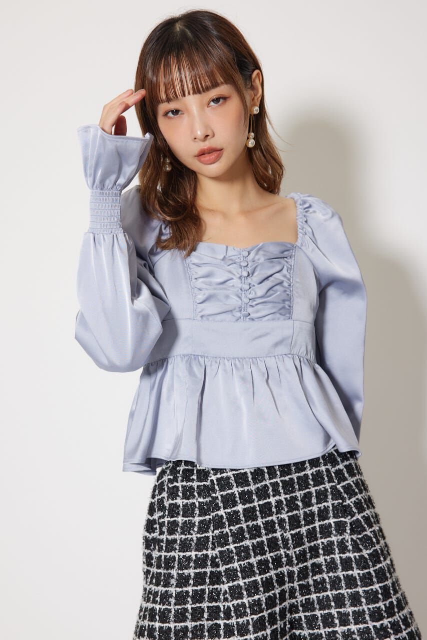 rienda「ギャザーペプラムブラウス」|シャツ・ブラウス|