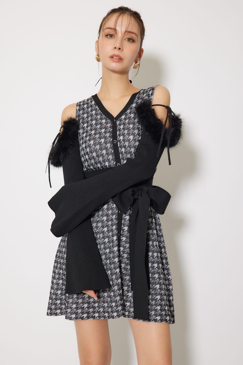 rienda「many wayフェイクファージャガードミニニットワンピース」|ワンピース|