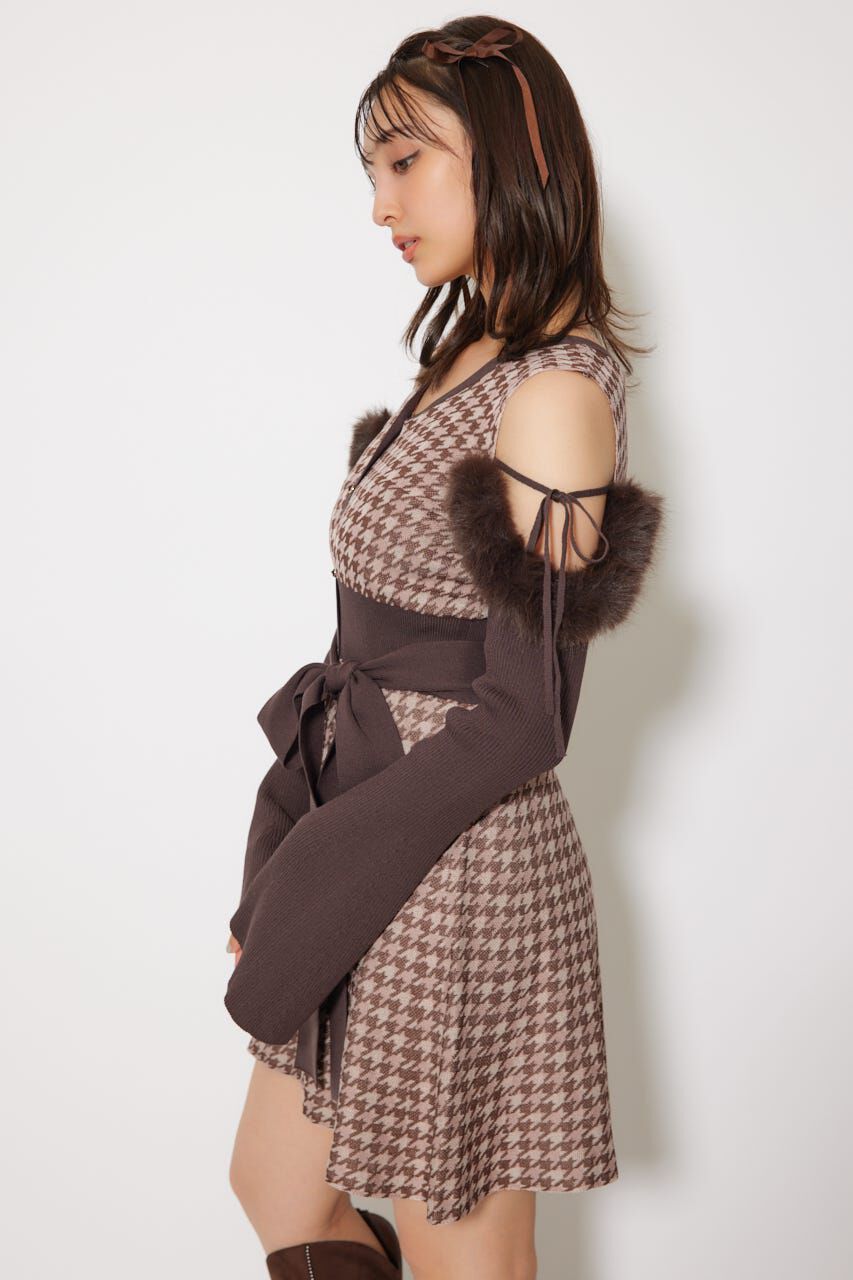 rienda「many wayフェイクファージャガードミニニットワンピース」|ワンピース|