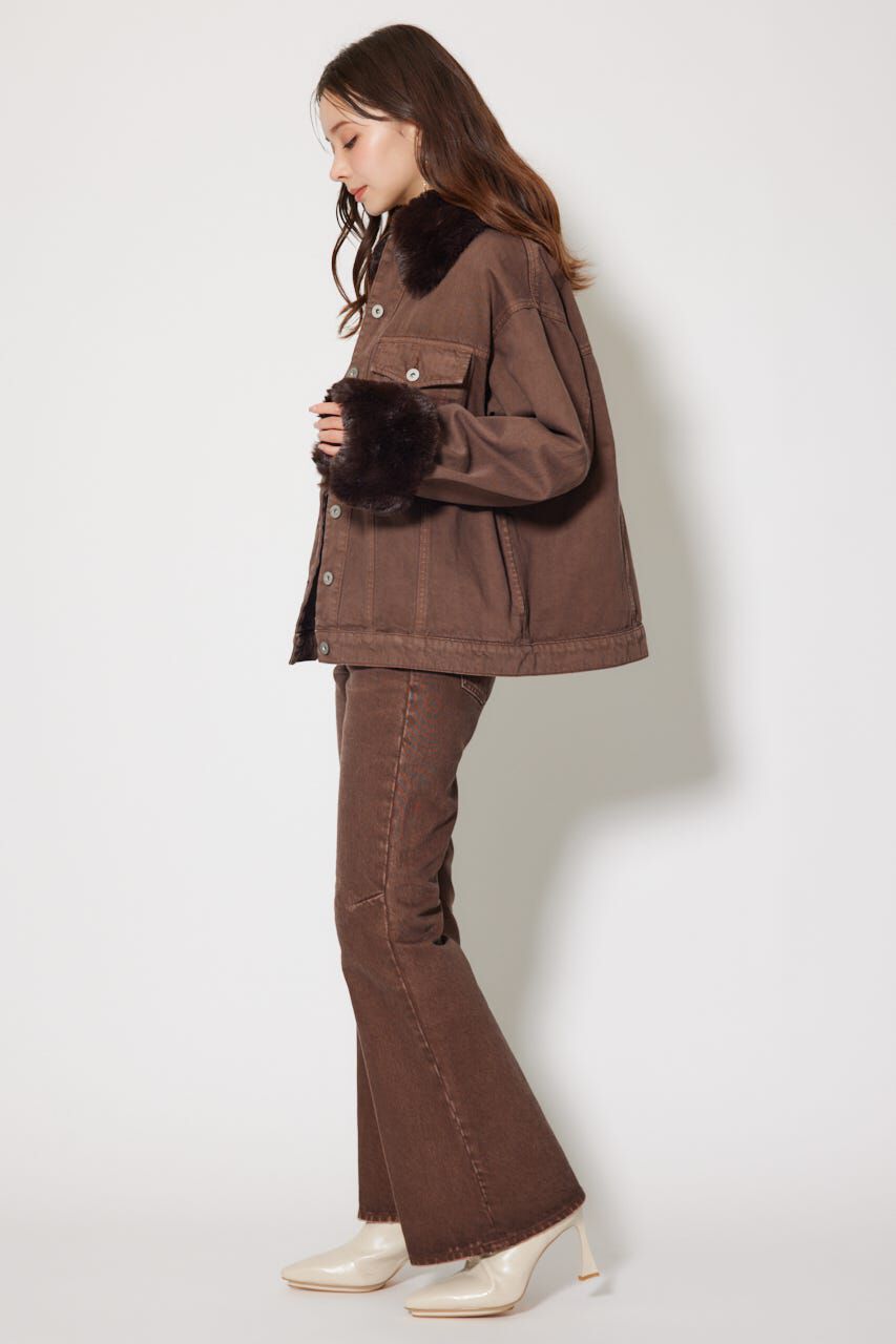 rienda「フラワー刺繍ブーツカットパンツ」|デニム|