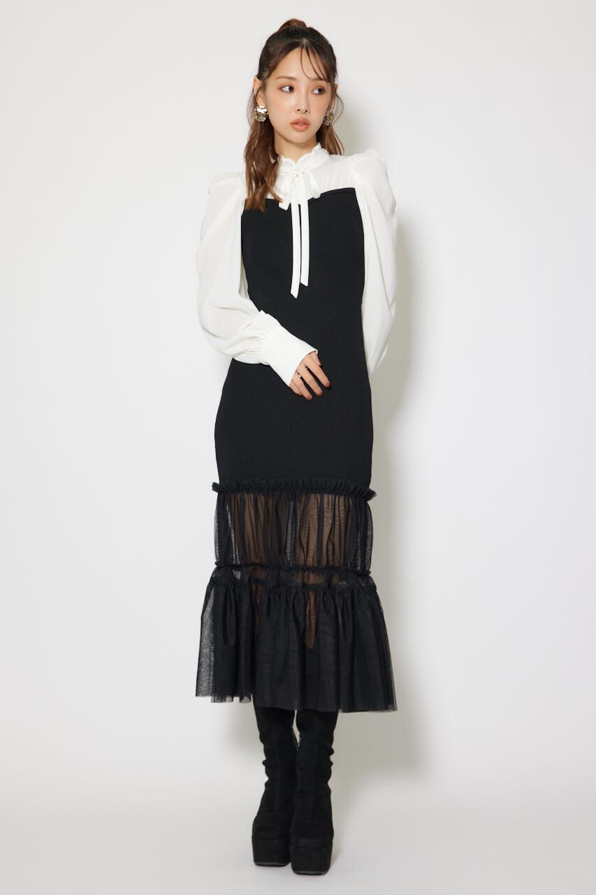 rienda「チュールドッキングニットマーメイドワンピース」|ワンピース|