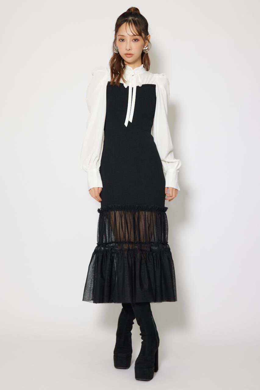 rienda「チュールドッキングニットマーメイドワンピース」|ワンピース|