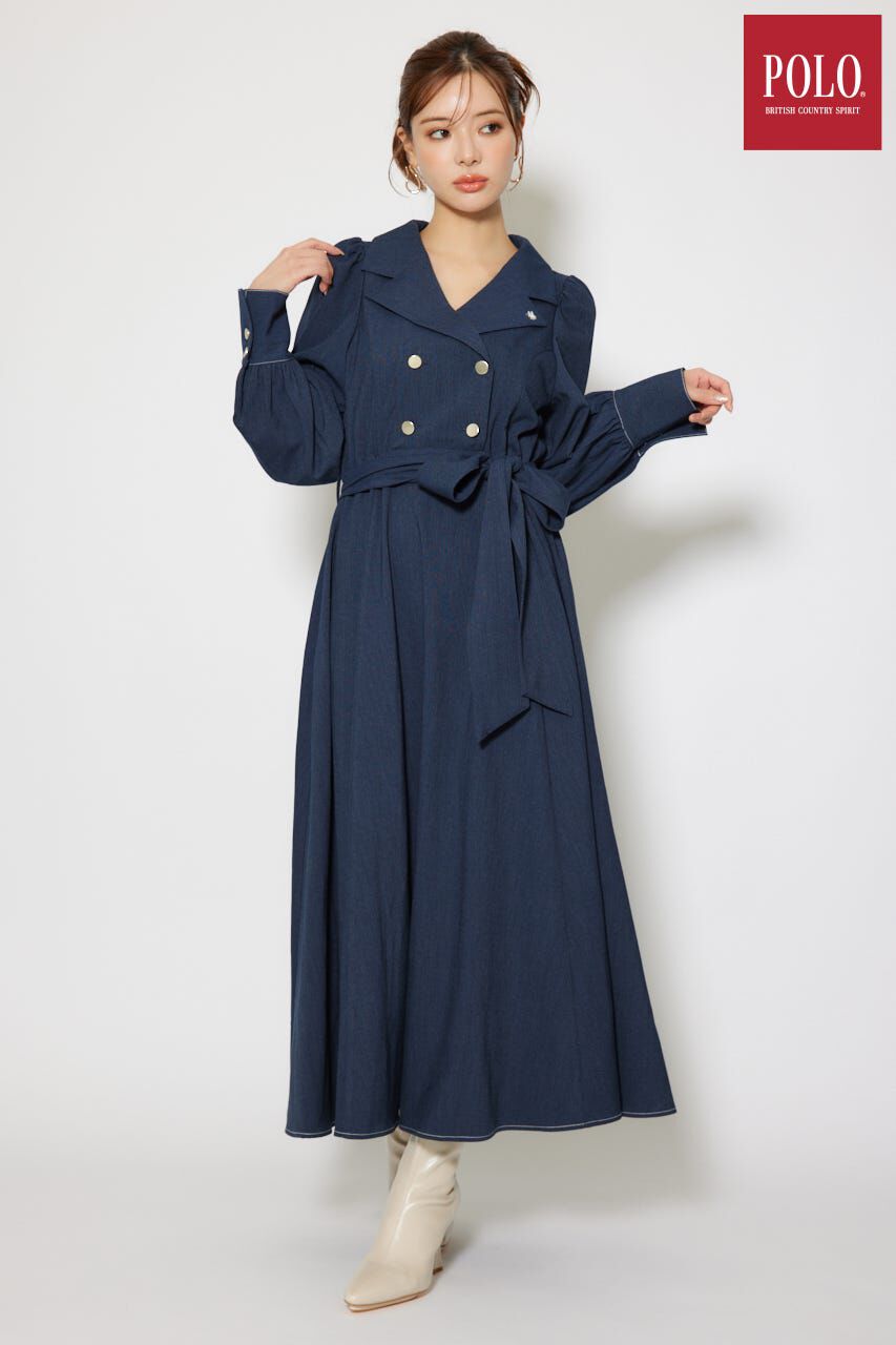 rienda「オープンカラーフレアワンピース」|ワンピース|BLU