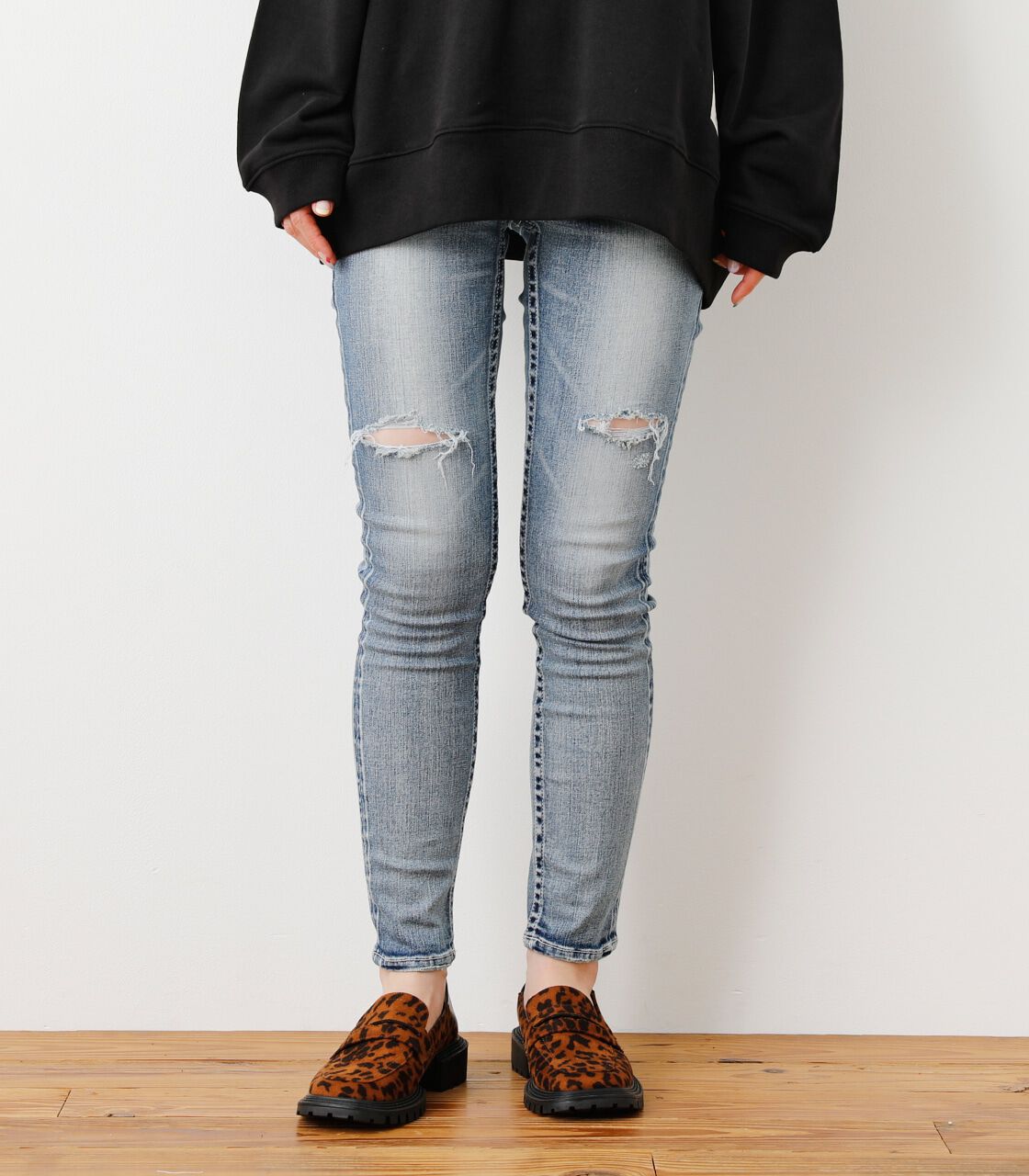 RODEO CROWNS「ADDICTIVE COOL クラッシュTYPE2スキニーL」|デニム|L/BLU1