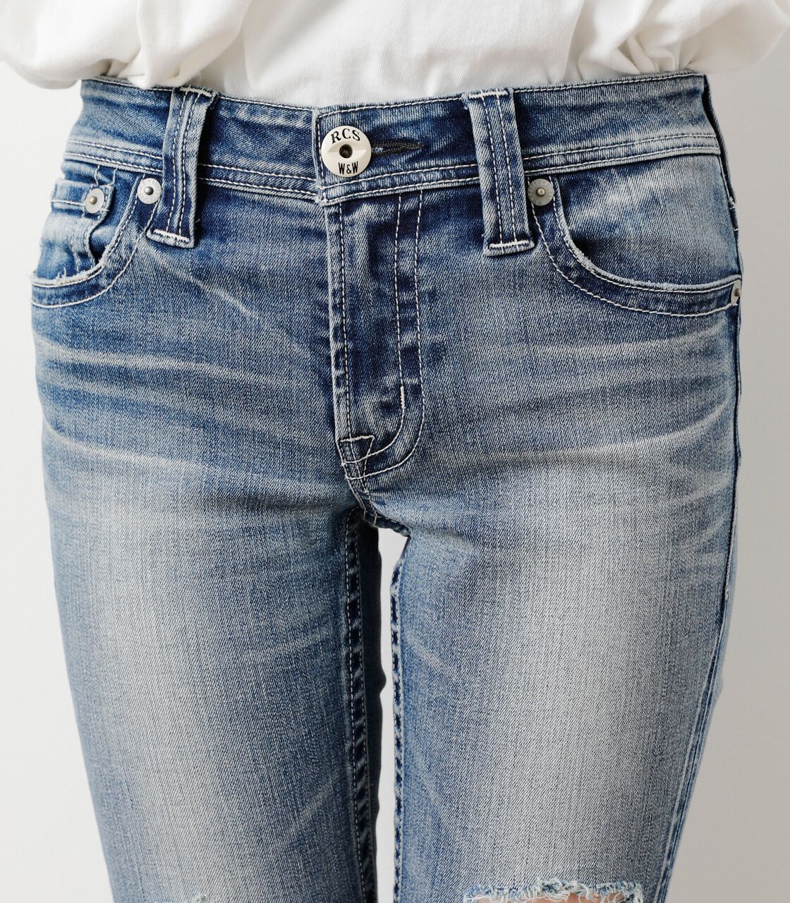 RODEO CROWNS「ADDICTIVE COOL クラッシュTYPE2スキニーL」|デニム|