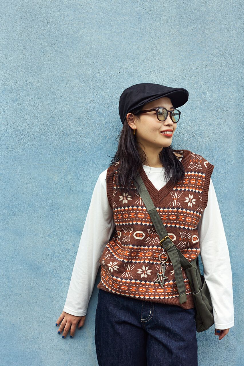 RODEO CROWNS「ノルディックニットベストセット_Y」|ダウンベスト・ベスト|柄BRN5