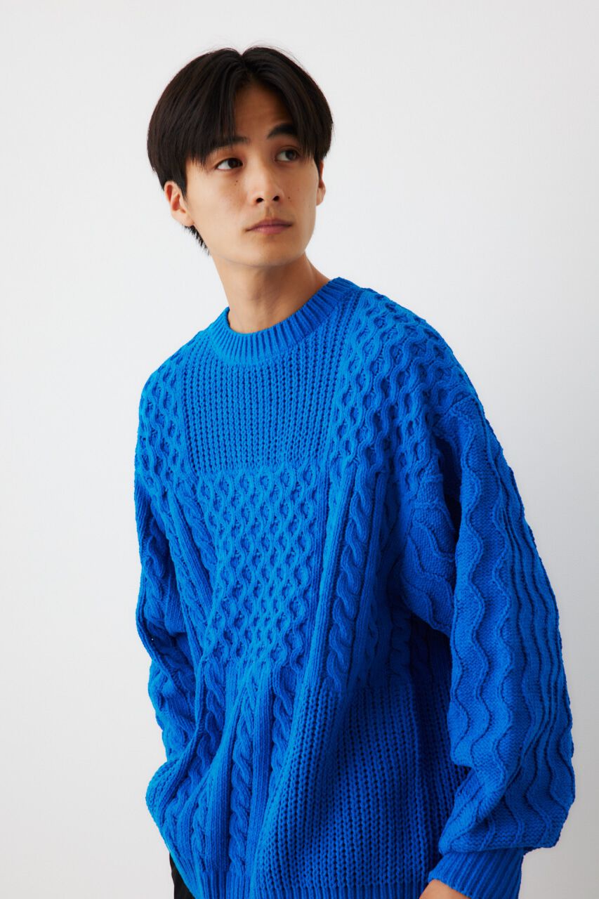 RODEO CROWNS「メンズモールケーブルニットトップス」|ニット・セーター|