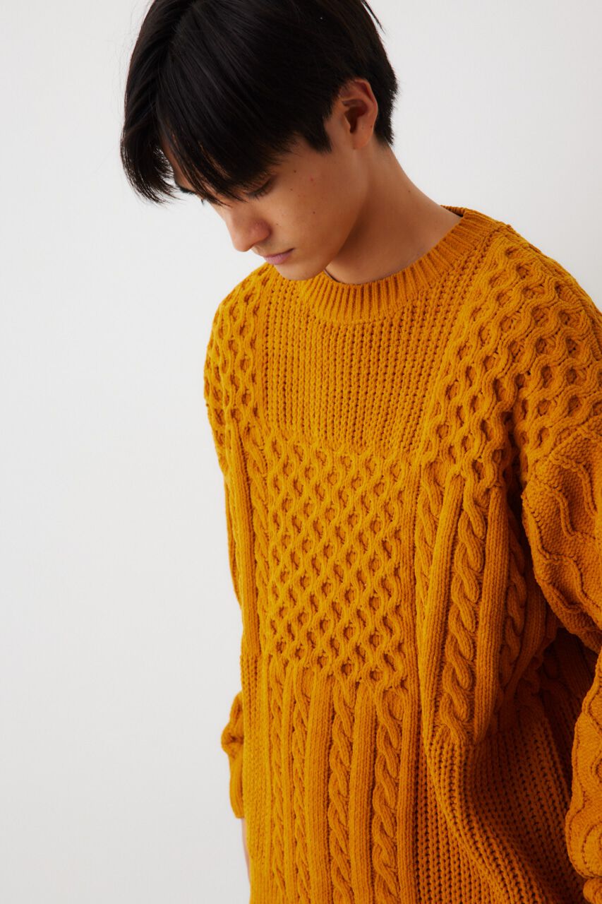 RODEO CROWNS「メンズモールケーブルニットトップス」|ニット・セーター|