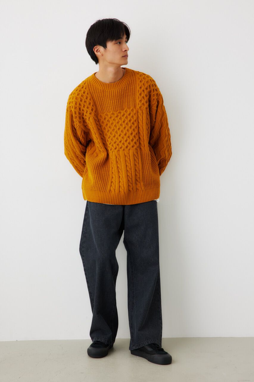 RODEO CROWNS「メンズモールケーブルニットトップス」|ニット・セーター|