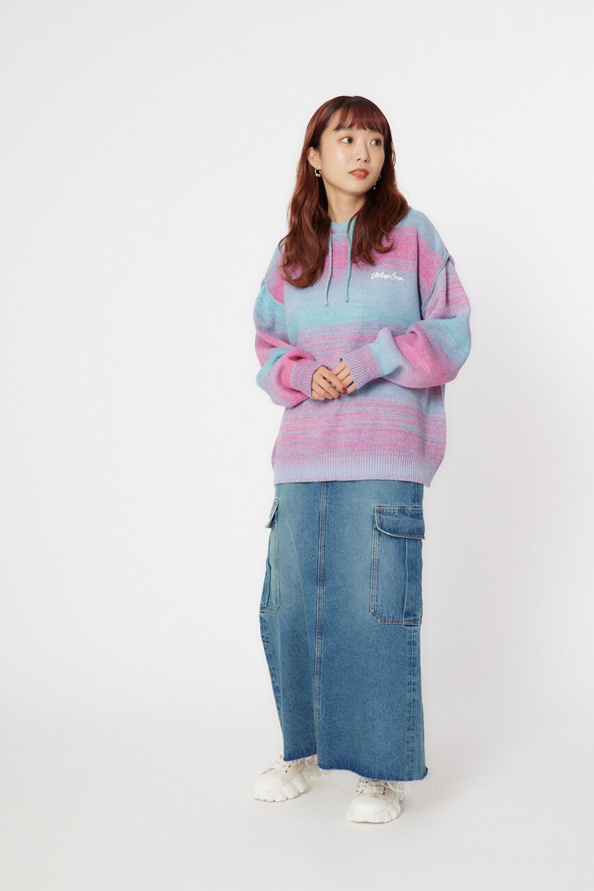 RODEO CROWNS「グラデーションニットフーディートップス」|ニット・セーター|