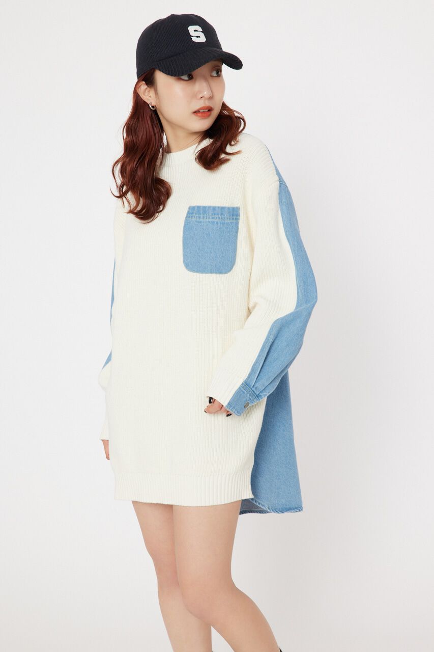 RODEO CROWNS「デニムドッキングニットワンピース」|ワンピース|