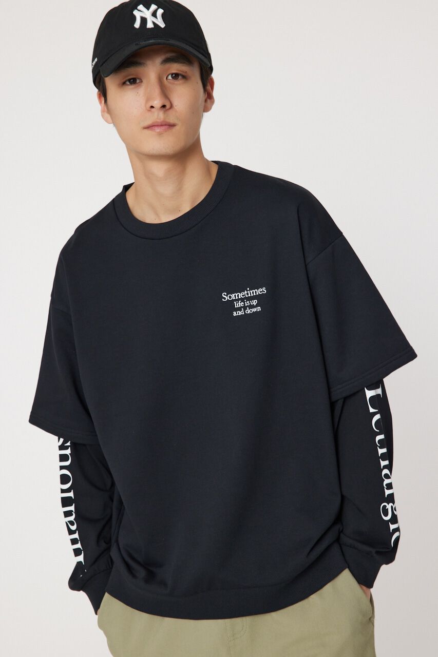 RODEO CROWNS「ミニ裏毛Sometimesレイヤードライクトップス」|Tシャツ・カットソー|BLK