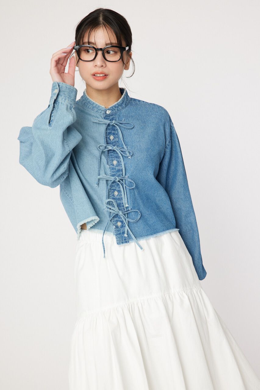 RODEO CROWNS「リボンクロップドシャツ」|シャツ・ブラウス|