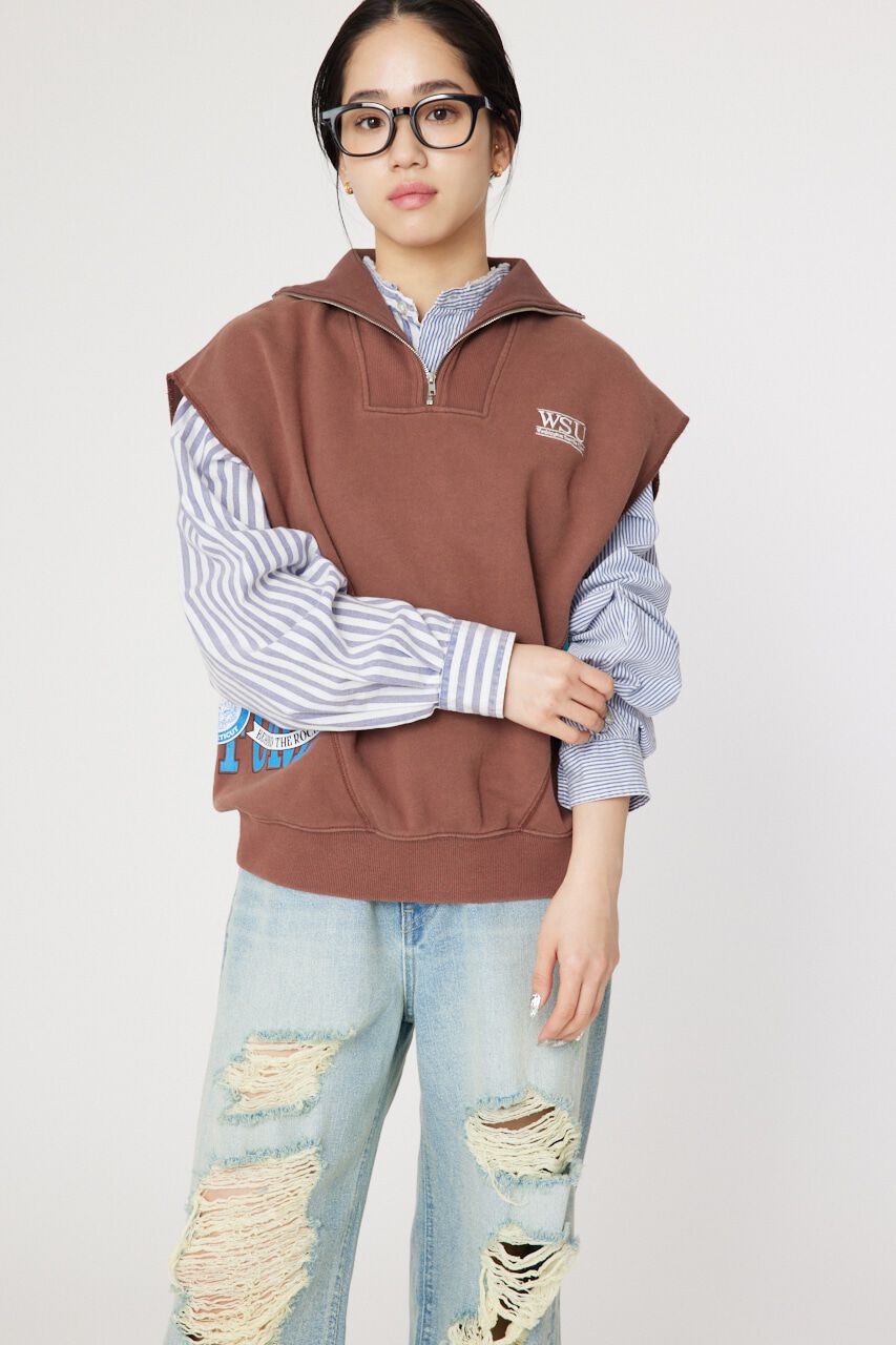 RODEO CROWNS「リメイクハーフジップベスト」|Tシャツ・カットソー|