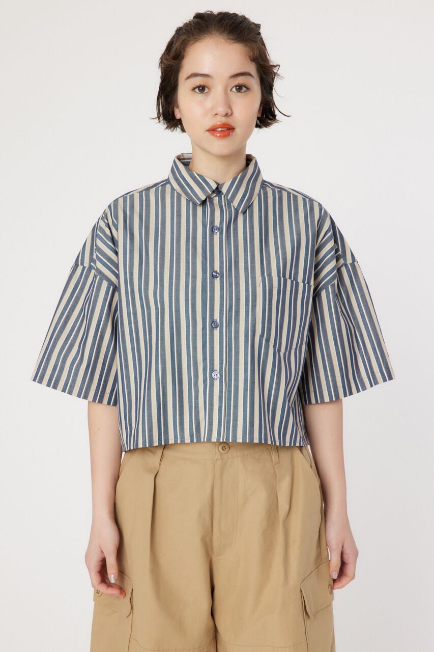 RODEO CROWNS「マルチストライプ ルーズハーフスリーブシャツ」|シャツ・ブラウス|