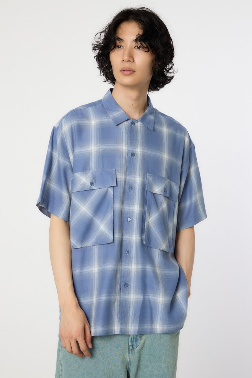 RODEO CROWNS「オンブレーチェックワークシャツ」|シャツ・ブラウス|柄BLU5