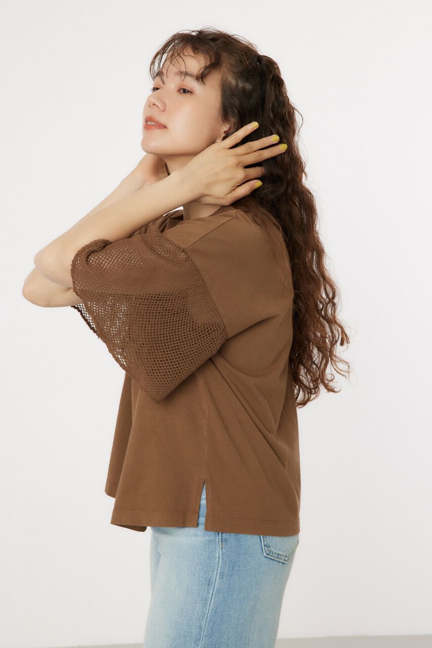 RODEO CROWNS「フリルメッシュスリーブトップス」|Tシャツ・カットソー|